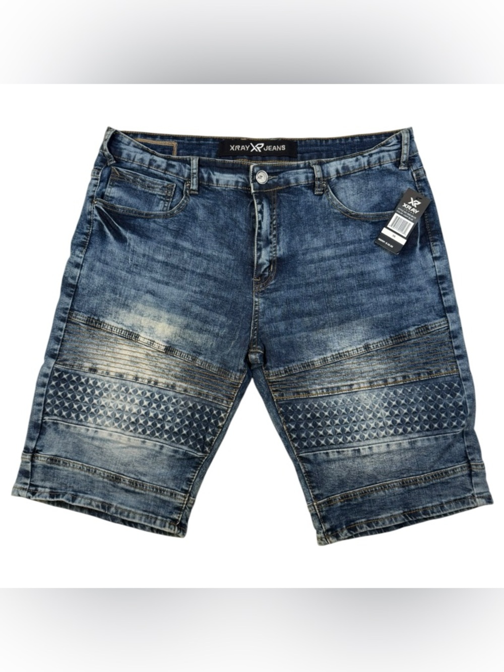 XRAY Jeans Men’s 36 Denim Moto Shorts Light Wash Biker Distressed NWT